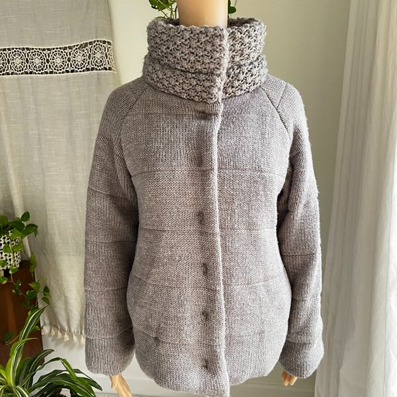 MANOUSH Anthropologie Gray Wool Blend Snap Front Sweater Cardigan Coat - Picture 2 of 14